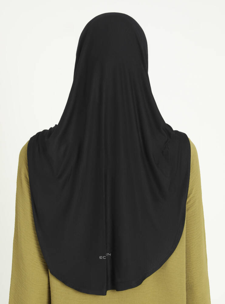 Comfort Viscose Hijab Scarf with Chin Cover — Black