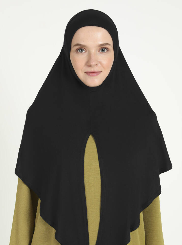 Comfort Viscose Hijab Scarf with Chin Cover — Black