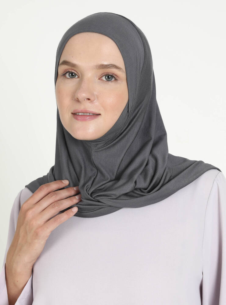 Comfort Viscose Hijab Scarf with Chin Cover — Dark Gray