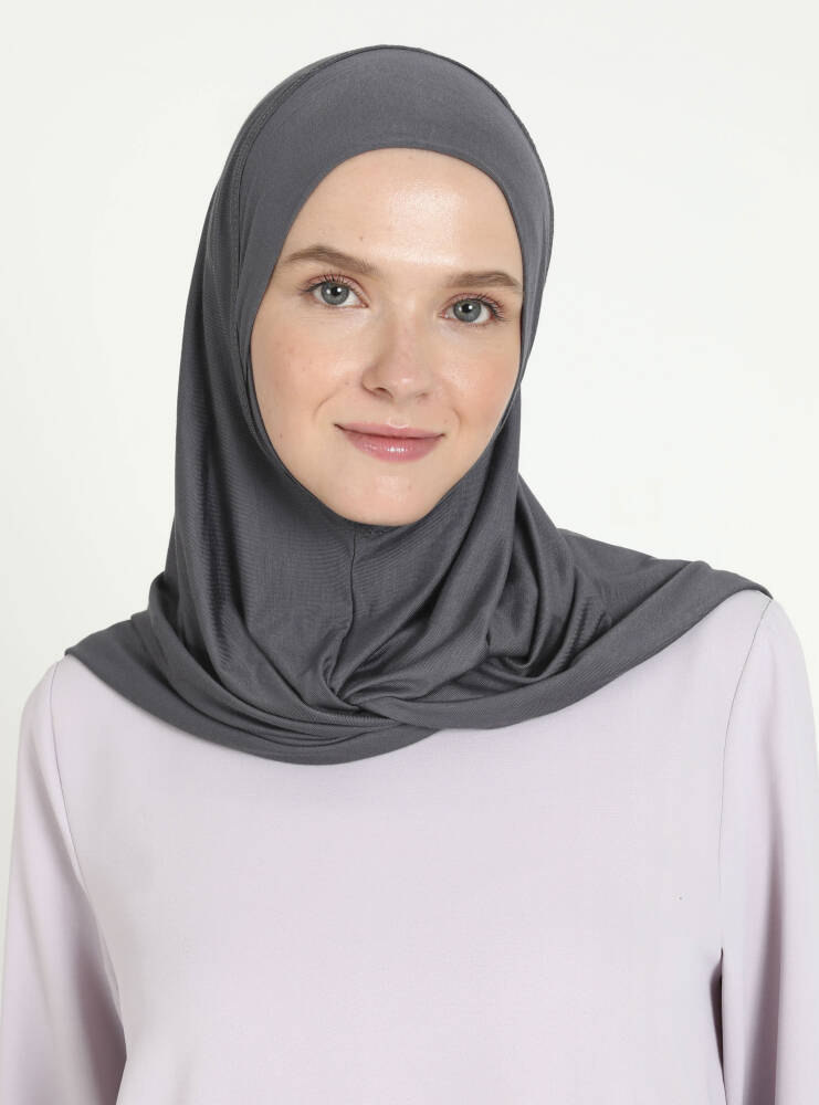 Comfort Viscose Hijab Scarf with Chin Cover — Dark Gray