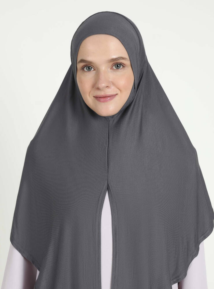 Comfort Viscose Hijab Scarf with Chin Cover — Dark Gray