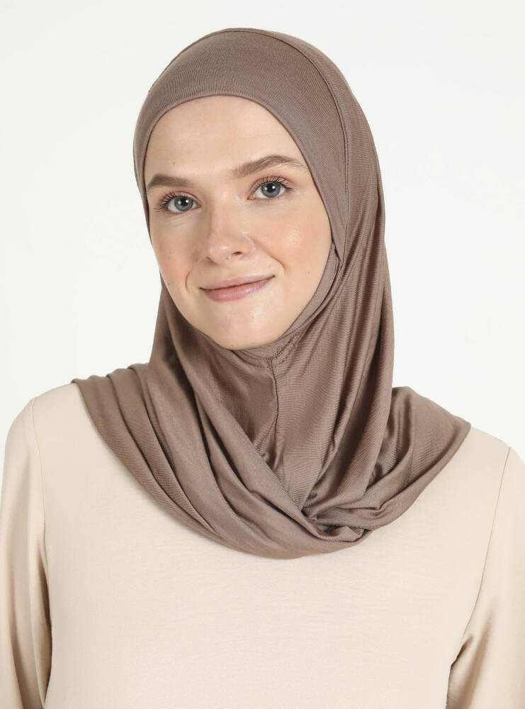 Comfort Viscose Hijab Scarf with Chin Cover — Dark Taupe