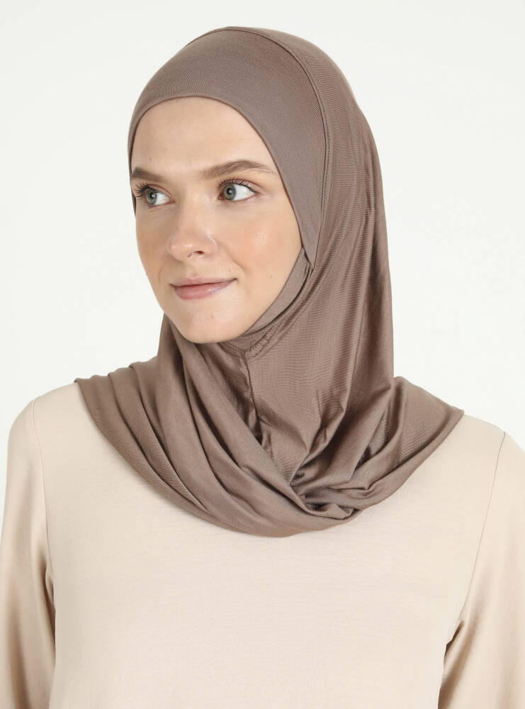 Comfort Viscose Hijab Scarf with Chin Cover — Dark Taupe