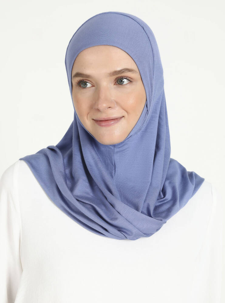 Comfort Viscose Hijab Scarf with Chin Cover — Denim Blue
