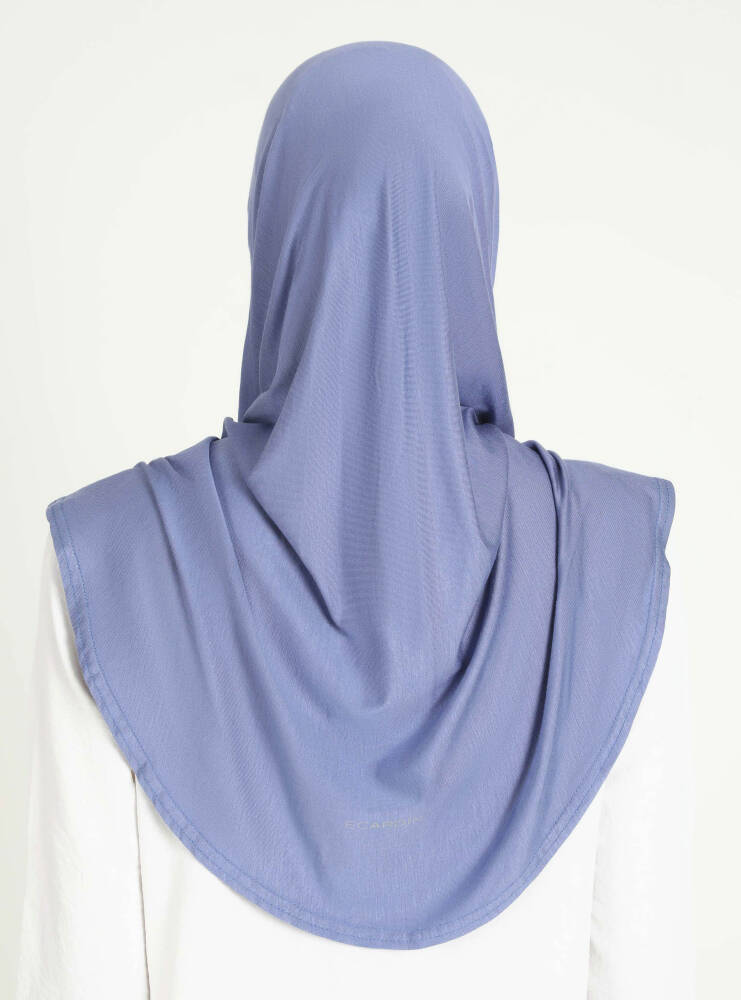 Comfort Viscose Hijab Scarf with Chin Cover — Denim Blue