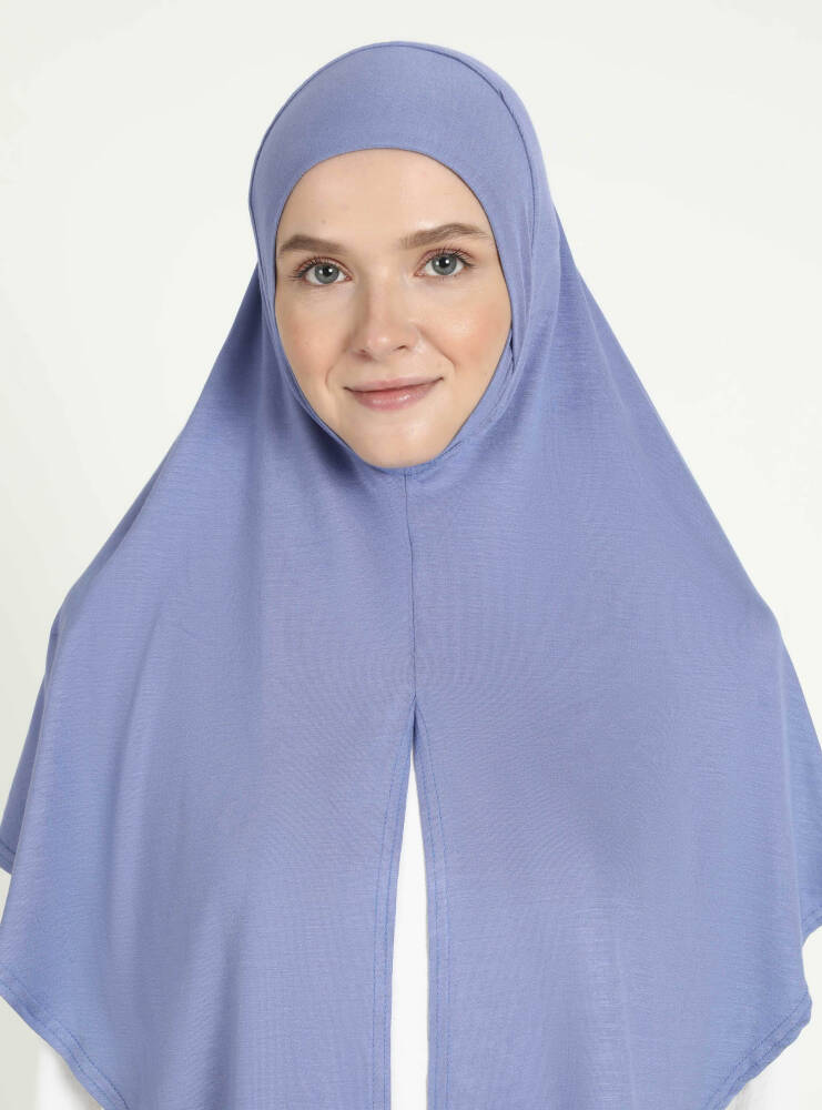 Comfort Viscose Hijab Scarf with Chin Cover — Denim Blue
