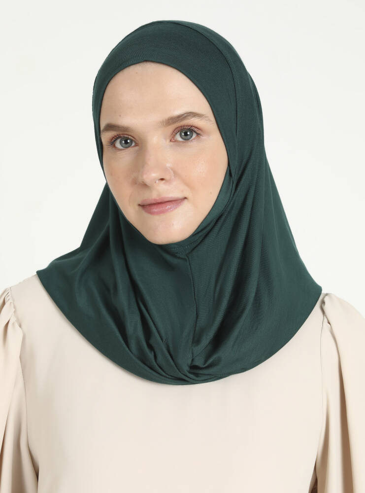 Comfort Viscose Hijab Scarf with Chin Cover — Emerald