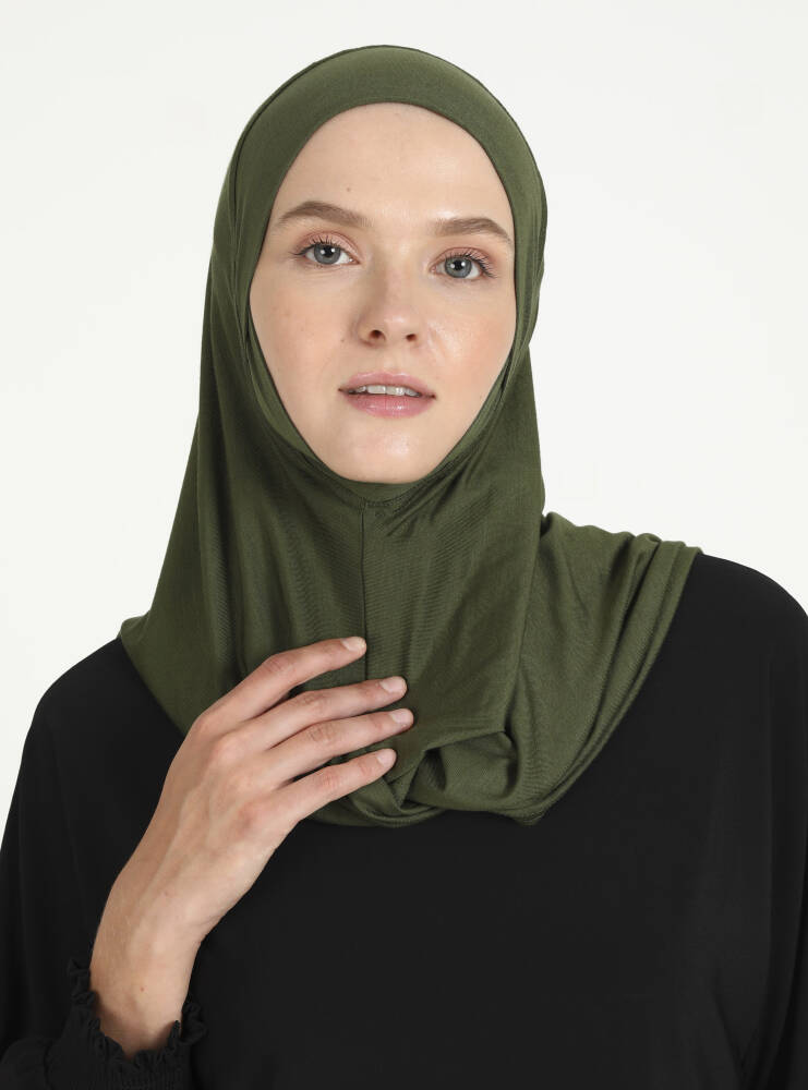 Comfort Viscose Hijab Scarf with Chin Cover — Khaki