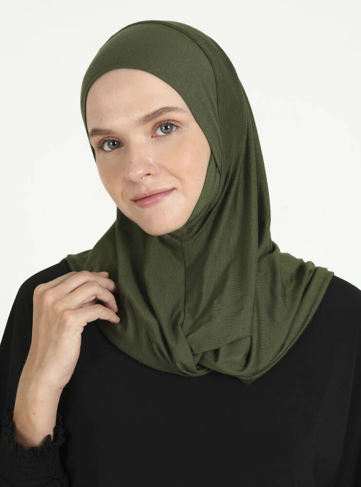 Comfort Viscose Hijab Scarf with Chin Cover — Khaki