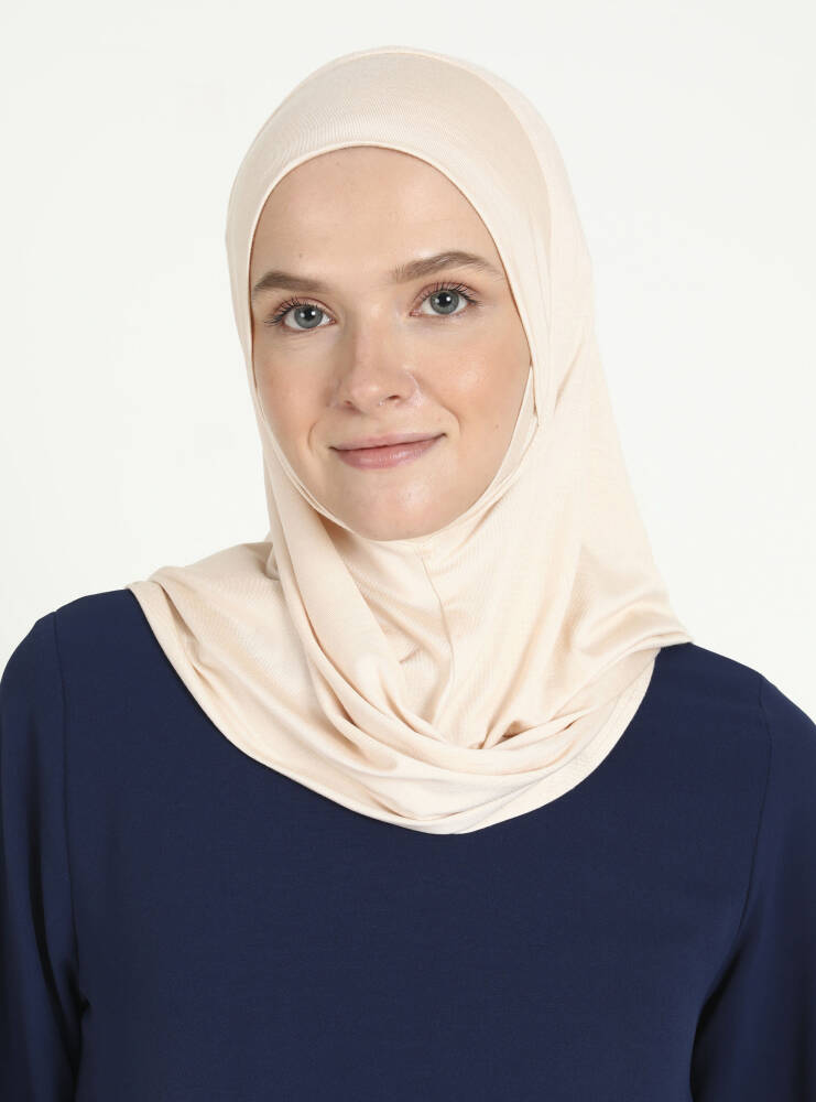 Comfort Viscose Hijab Scarf with Chin Cover — Light Beige