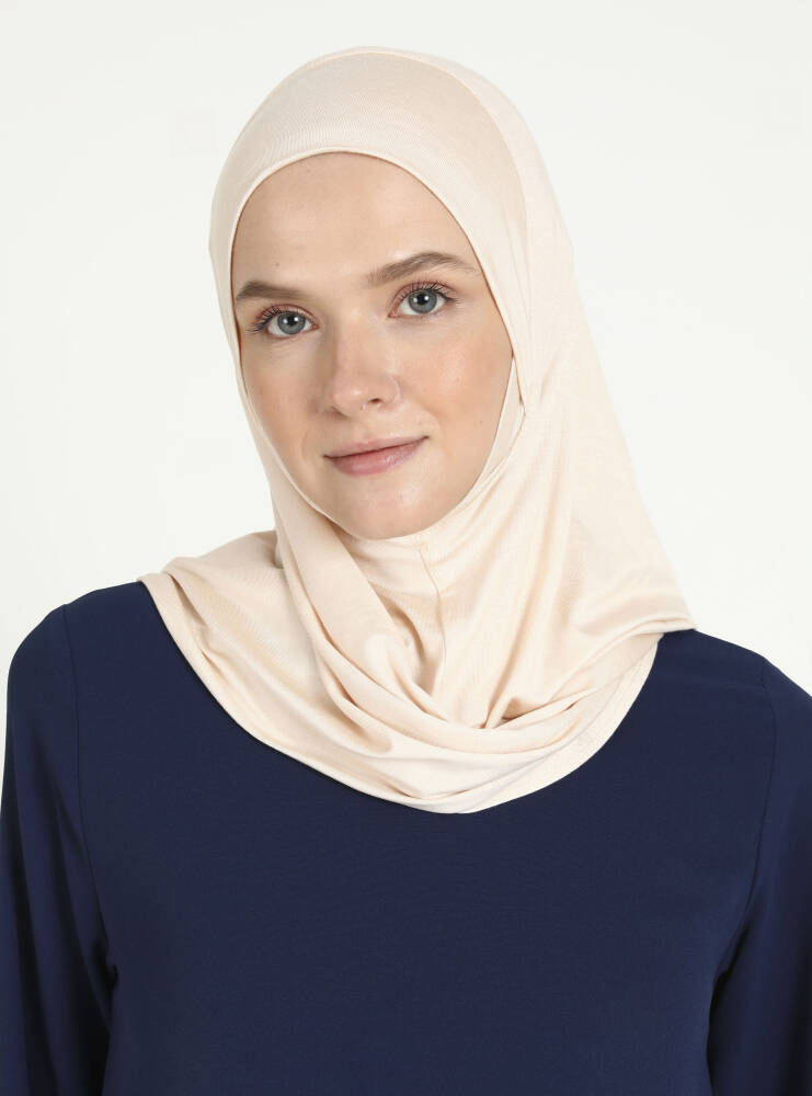 Comfort Viscose Hijab Scarf with Chin Cover — Light Beige