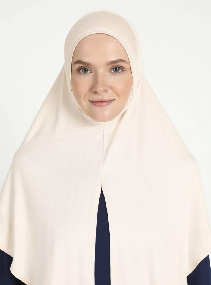 Comfort Viscose Hijab Scarf with Chin Cover — Light Beige