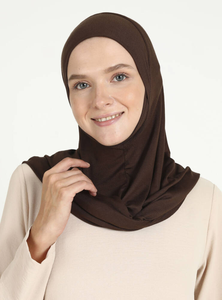 Comfort Viscose Hijab Scarf with Chin Cover — Light Brown