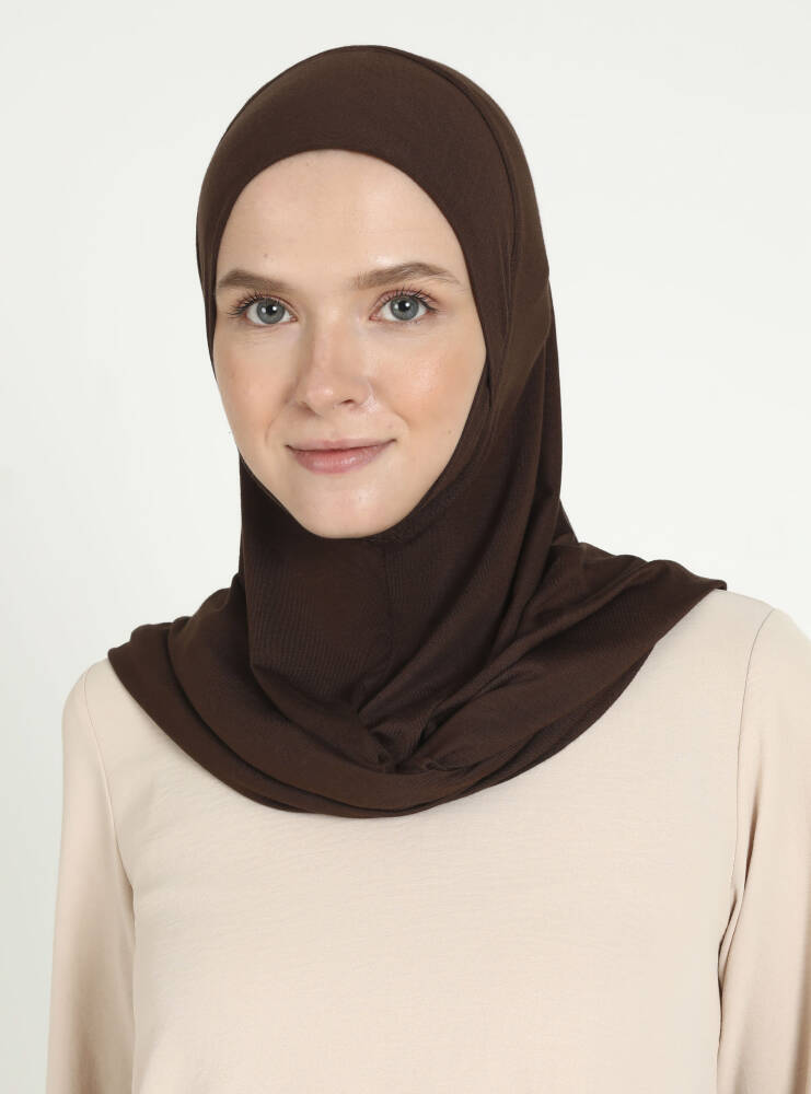 Comfort Viscose Hijab Scarf with Chin Cover — Light Brown