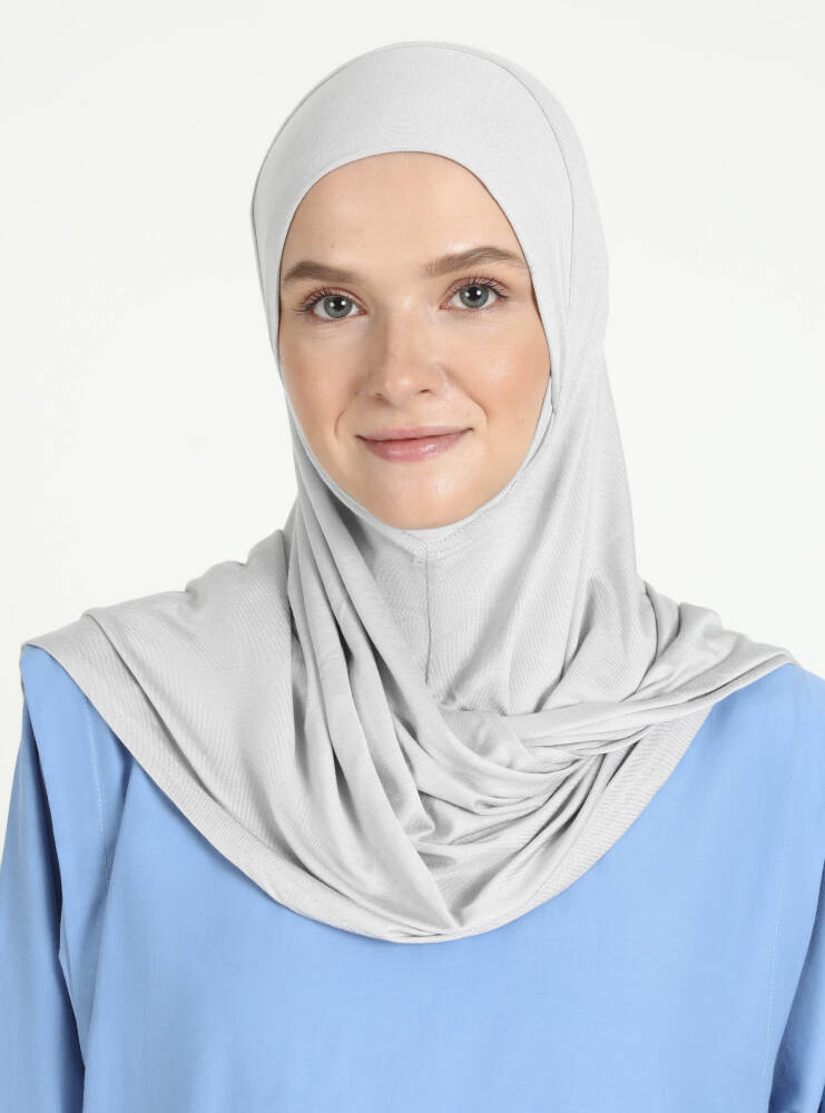 Comfort Viscose Hijab Scarf with Chin Cover — Light Gray