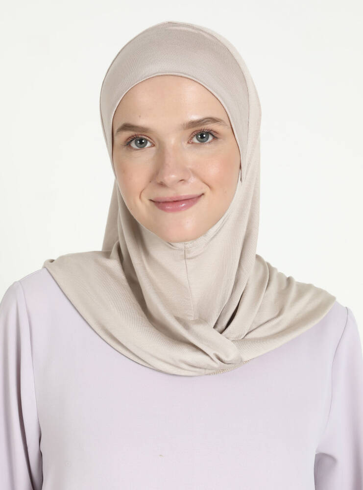 Comfort Viscose Hijab Scarf with Chin Cover — Light Taupe
