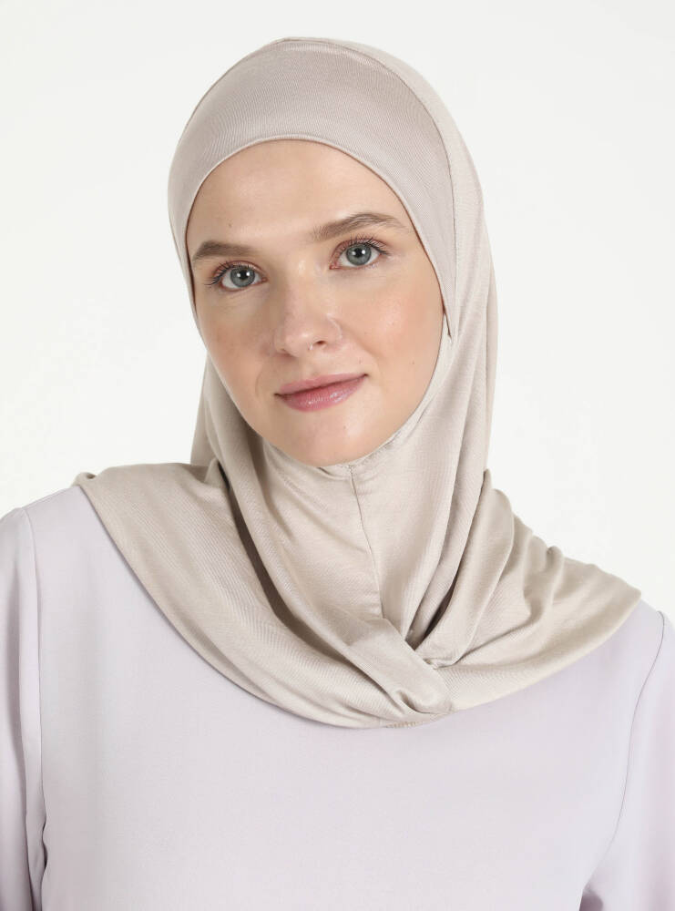 Comfort Viscose Hijab Scarf with Chin Cover — Light Taupe