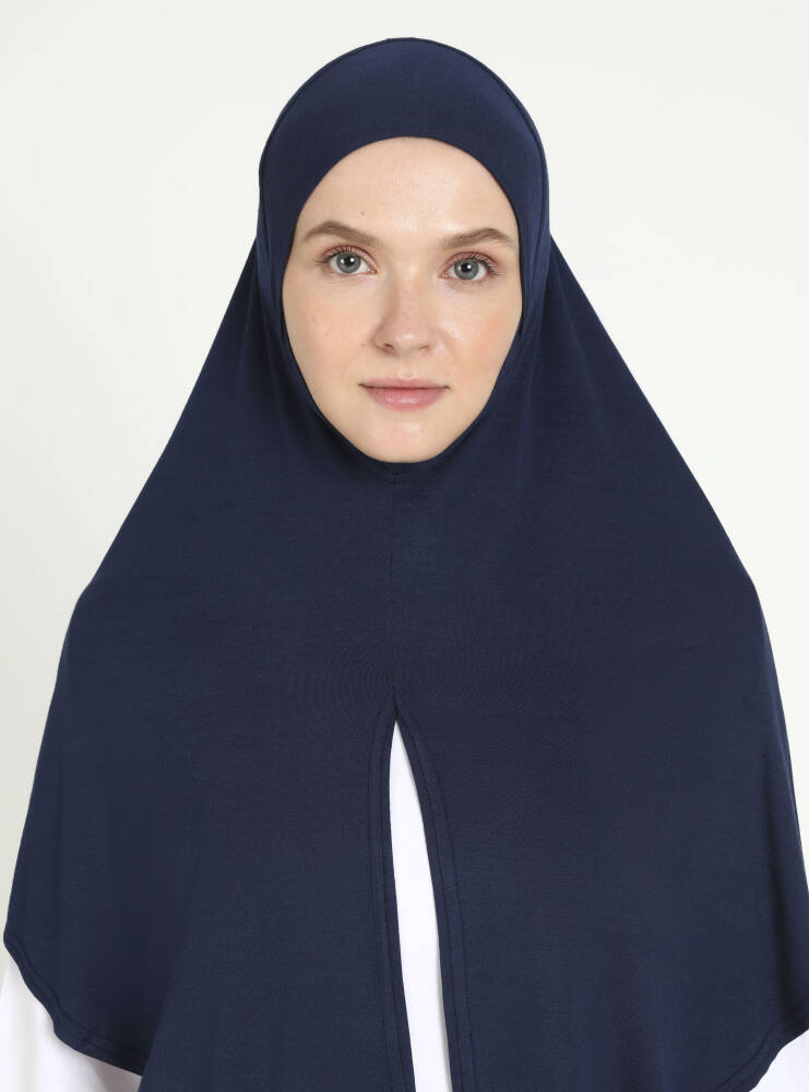 Comfort Viscose Hijab Scarf with Chin Cover — Navy Blue