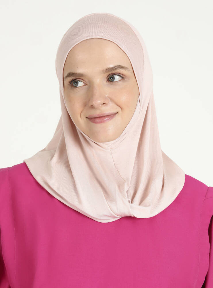Comfort Viscose Hijab Scarf with Chin Cover — Powder Pink