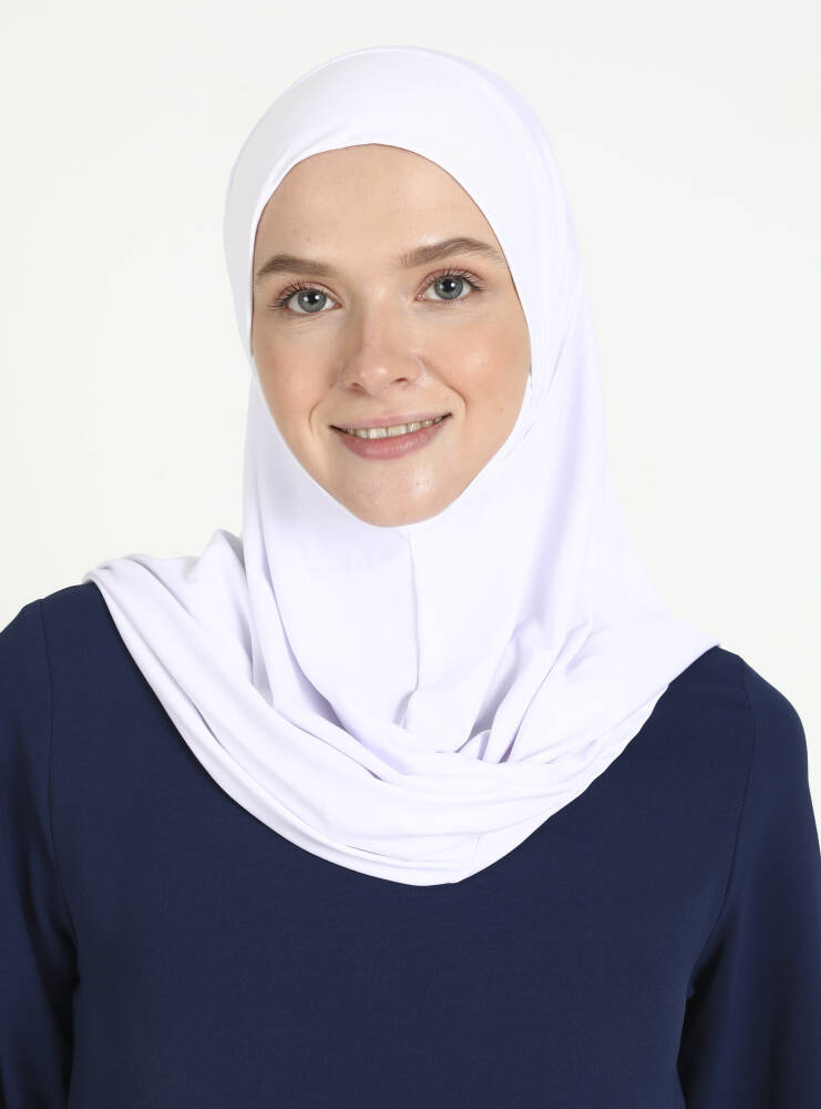Comfort Viscose Hijab Scarf with Chin Cover — White