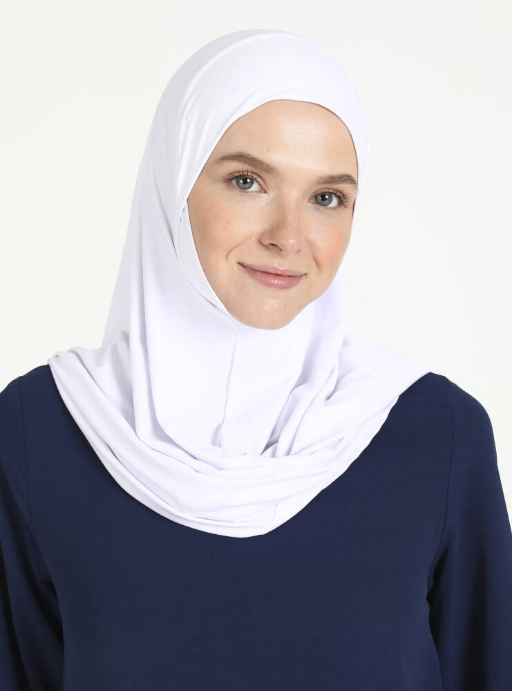 Comfort Viscose Hijab Scarf with Chin Cover — White