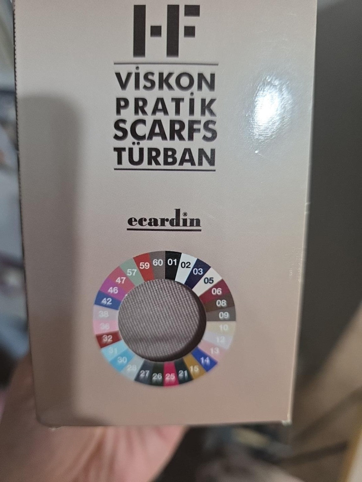 Ecardin ST101 numbered chart of 28 available color options